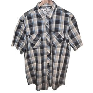 Chals Plaid Shirt Short‎ Sleeve Button Up Casual Summer MensXXL